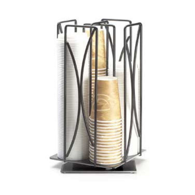 Cal-Mil 369 4 Sections Black Iron Revolving Cup and Lid Organizer