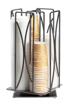 Cal-Mil 369 4 Sections Black Iron Revolving Cup and Lid Organizer
