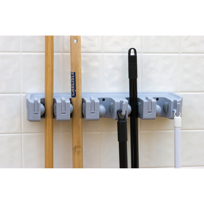Carlisle 4073700 16.5" L Light Blue ABS Plastic Lightweight Roll 'N Grip Plus Broom and Brush Holder