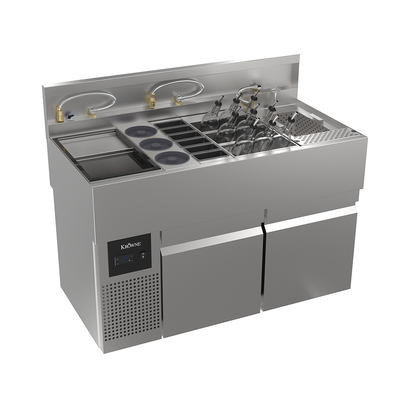 Krowne MW48R-MC MoveWell 48" W Stainless Steel Adaptive Station with Ultra-Low Profile Refrigeration and Margarita Collection Kit Inserts Included