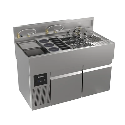 Krowne MW48R-MC MoveWell 48" W Stainless Steel Adaptive Station with Ultra-Low Profile Refrigeration and Margarita Collection Kit Inserts Included