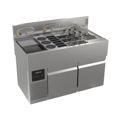 Krowne MW48R-MC MoveWell 48" W Stainless Steel Adaptive Station with Ultra-Low Profile Refrigeration and Margarita Collection Kit Inserts Included