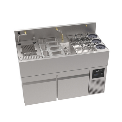 Krowne MW48R-B MoveWell 48" W Stainless Steel Adaptive Station with Ultra-Low Profile Refrigeration and Essential Inserts Bundle