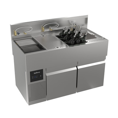 Krowne MW48R-B MoveWell 48" W Stainless Steel Adaptive Station with Ultra-Low Profile Refrigeration and Essential Inserts Bundle