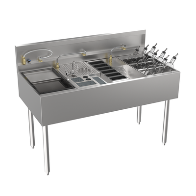 Krowne MW48-SC MoveWell 48" W Stainless Steel Adaptive Station and Specialty Cocktail Collection Kit Inserts Included