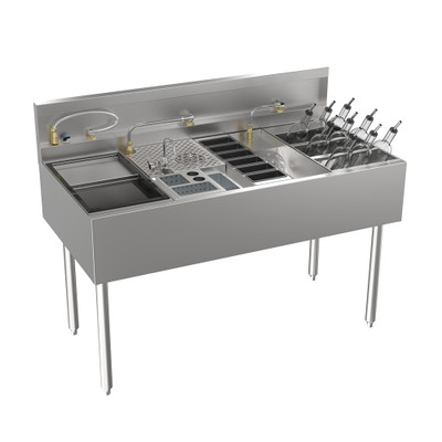 Krowne MW48-SC MoveWell 48" W Stainless Steel Adaptive Station and Specialty Cocktail Collection Kit Inserts Included