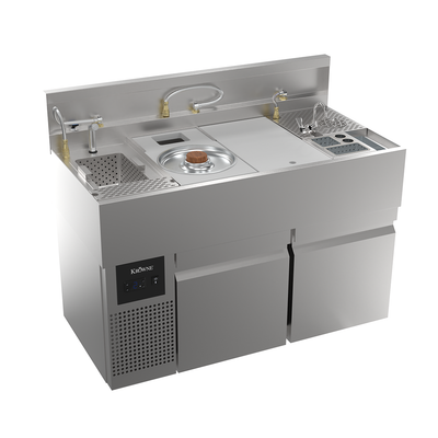 Krowne MW48R-OC MoveWell 48" W Stainless Steel Adaptive Station with Ultra-Low Profile Refrigeration and Oyster Collection Kit Inserts Included