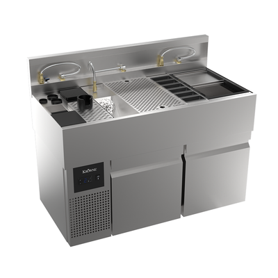 Krowne MW48R-CF MoveWell 48" W Stainless Steel Adaptive Station with Ultra-Low Profile Refrigeration and Coffee Collection Kit Inserts Included