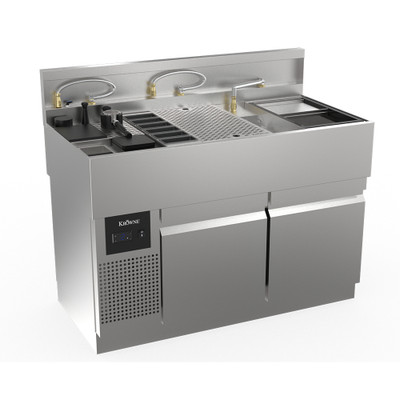Krowne MW48R-CF MoveWell 48" W Stainless Steel Adaptive Station with Ultra-Low Profile Refrigeration and Coffee Collection Kit Inserts Included
