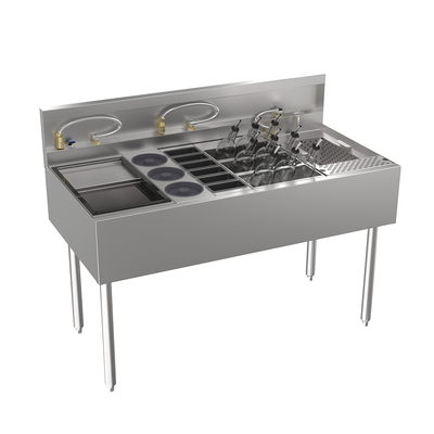Krowne MW48-MC MoveWell 48" W Stainless Steel Adaptive Station with Margarita Collection Kit Inserts Included