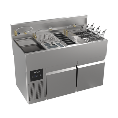 Krowne MW48R-SC MoveWell 48" W Stainless Steel Adaptive Station with Ultra-Low Profile Refrigeration and Specialty Cocktail Collection Kit Inserts Included