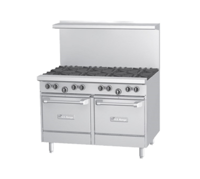 Garland U48-8LL-LP U Series 48" W Liquid Propane Restaurant Range with 2 Space Saver Ovens - 320,000 BTU
