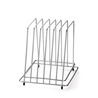 TableCraft Products CBR6 9.5" W x 11" H x 12" D Stainless Steel Black Feet Cutting Board Storage Rack