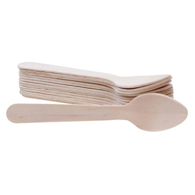 TableCraft Products BAMSP425 4 1/4" Pinewood Cash & Carry Disposable Spoon