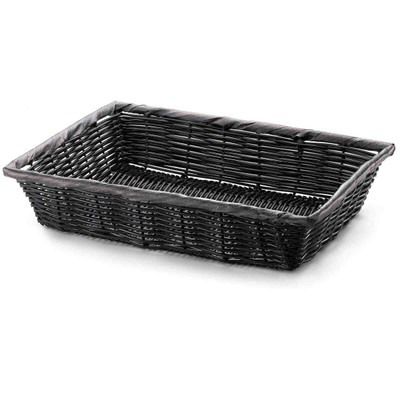 TableCraft Products 2488 14" W x 10" D x 3" H Rectangular Black Basket - 6/Case