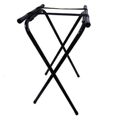 TableCraft Products 24BK 18 1/4" 16 1/2" Double Bar Black Powder Coated metal Tray Stand