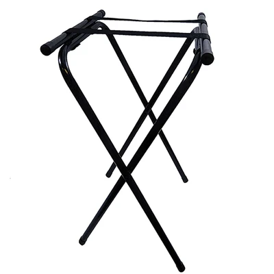 TableCraft Products 24BK 18 1/4" 16 1/2" Double Bar Black Powder Coated metal Tray Stand