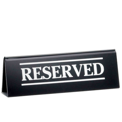 TableCraft Products 2060A 6" W x 1 1/4" D x 2" H Acrylic "Reserved" Table Tent