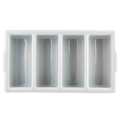 TableCraft Products 1524G 21 5/8" W x 12" D x 3 3/4" H (4) Compartment Gray Cutlery Bin