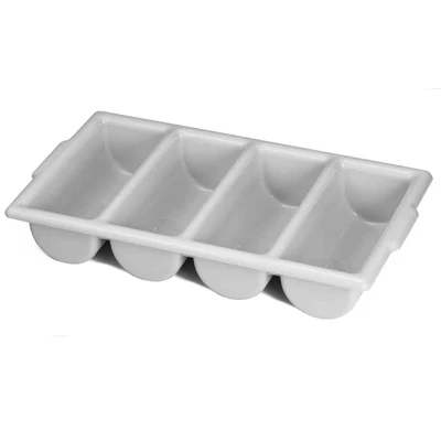 TableCraft Products 1524G 21 5/8" W x 12" D x 3 3/4" H (4) Compartment Gray Cutlery Bin