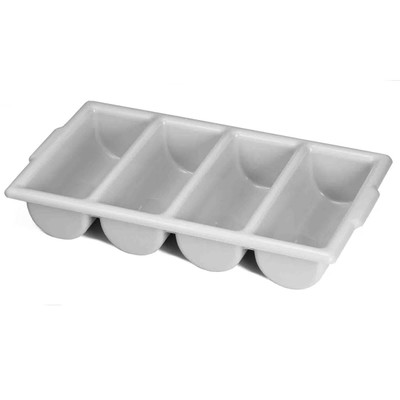 TableCraft Products 1524G 21 5/8" W x 12" D x 3 3/4" H (4) Compartment Gray Cutlery Bin