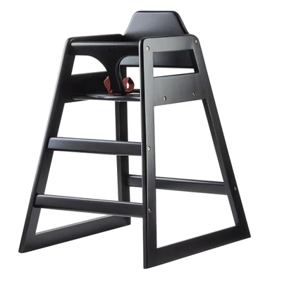 TableCraft Products 10625 23" W x 20 1/8" D x 29 1/2" H Wood Stackable Black Finish Assembled High Chair