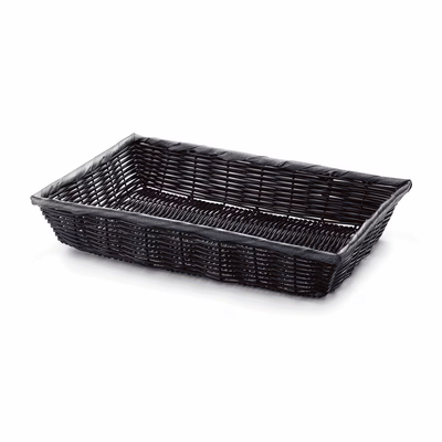TableCraft Products 2489 16" W x 11" D x 3" H Rectangular Black Basket