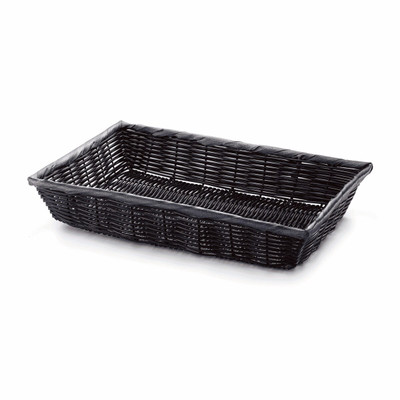 TableCraft Products 2489 16" W x 11" D x 3" H Rectangular Black Basket - 6/Case