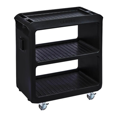 Cambro SC225S110 31.25" W x 34" H x 18" D Black Polyethylene 3 Solid Shelves Service Cart Pro