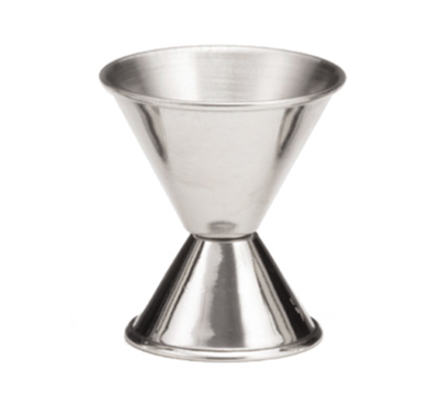 TableCraft Products 1204 0.75 Oz. & 1.5 Oz. Rolled Edge Stainless Steel Combo Jigger With Capacity Stamping