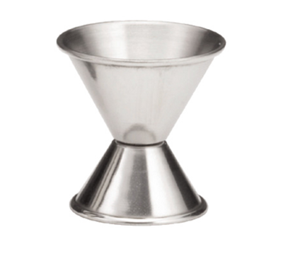 TableCraft Products 1202 0.5 Oz. & 1 Oz Rolled Edge Stainless Steel Combo Jigger With Capacity Stamping