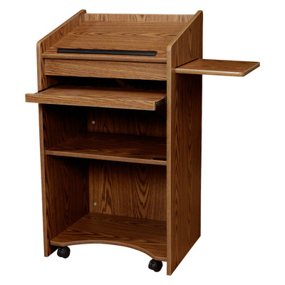 National Public Seating 600-MO Aristocrat Series 25" W x 20" D x 46" H Medium Oak Floor Lectern
