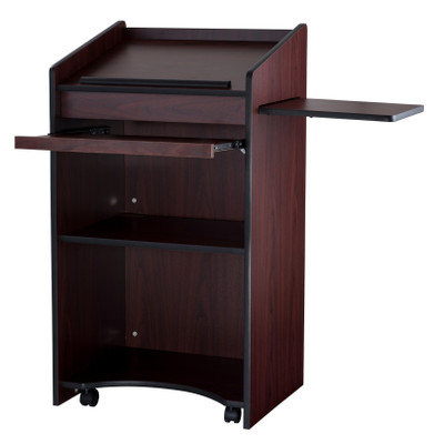 National Public Seating 600-MY Aristocrat Series 25" W x 20" D x 46" H Mahogany Floor Lectern