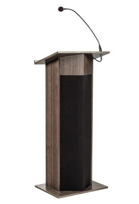 National Public Seating 111PLS-RW Power Plus Series 12.5" W x 4.25" D Ribbonwood Lectern with Oklahoma Sound