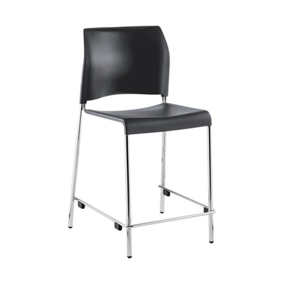 National Public Seating 8820C-11-20 8800 Series 24" H Charcoal Polypropylene Seat and Chrome Frame Cafetorium Bar Stool with Back