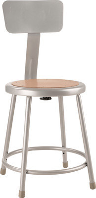 National Public Seating 6218B-10 33" H Brown Round Wood Seat Heavy Duty Steel Stool with Black Backrest