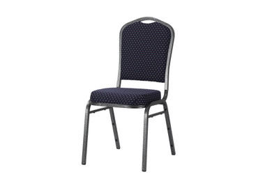 National Public Seating 9364-SV 9300 Series 17.75" W Diamond Navy Seat and Silvervein Frame Delux Stack Chair