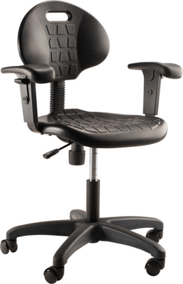 National Public Seating 6716HB-A 6700 Series 37&quot; H Black Polyurethane Kangaroo Task Chair with Arms