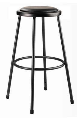 National Public Seating 6430-10 30" H Black Round Vinyl Padded Steel Stool
