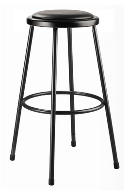 National Public Seating 6430-10 30" H Black Round Vinyl Padded Steel Stool