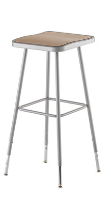 National Public Seating 6330H 38.75" H Brown Contoured Square Metal Seat Gray Frame Heavy Duty Steel Stool