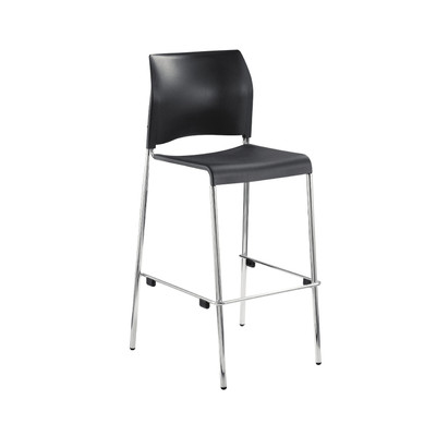 National Public Seating 8820B-11-20 8800 Series 30" H Charcoal Polypropylene Seat and Chrome Frame Cafetorium Bar Stool with Back