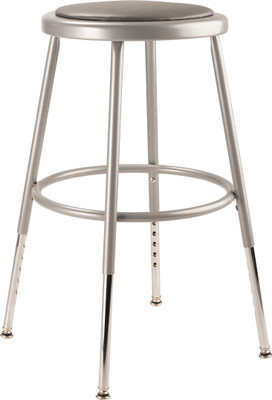 National Public Seating 6418H 26.5" H Gray Round Heavy Duty Vinyl Padded Steel Stool
