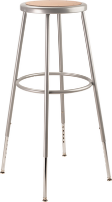 National Public Seating 6230H 38.5" H Brown Round Metal Seat Gray Frame Heavy Duty Steel Stool
