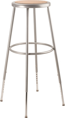 National Public Seating 6230H 38.5" H Brown Round Metal Seat Gray Frame Heavy Duty Steel Stool