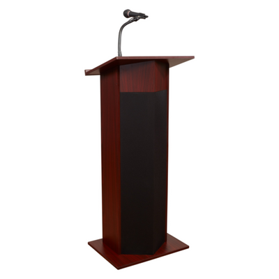 National Public Seating 111PLS-MY Power Plus Series 12.5" W x 4.25" D Mahogany Lectern with Oklahoma Sound