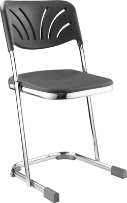 National Public Seating 6618B 6600 Series 31.75&quot; H Black Rounded Square Polypropylene Seat Chrome Plated Frame Elephant Z-Stool with Backrest