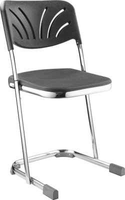 National Public Seating 6618B 6600 Series 31.75" H Black Rounded Square Polypropylene Seat Chrome Plated Frame Elephant Z-Stool with Backrest