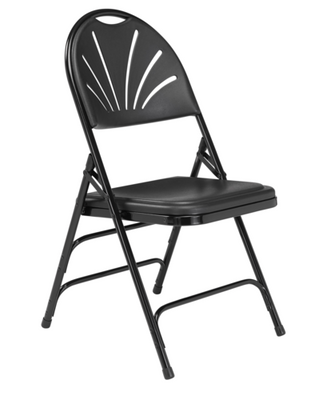 National Public Seating 1110 1100 Series 18.5&quot; W Black Plastic Deluxe Fan Back Folding Chair