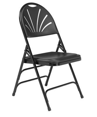 National Public Seating 1110 1100 Series 18.5" W Black Plastic Deluxe Fan Back Folding Chair